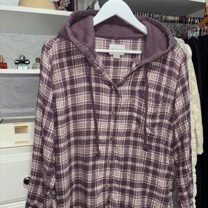 American Eagle Outfitters Oversized Hooded Flannel shirt